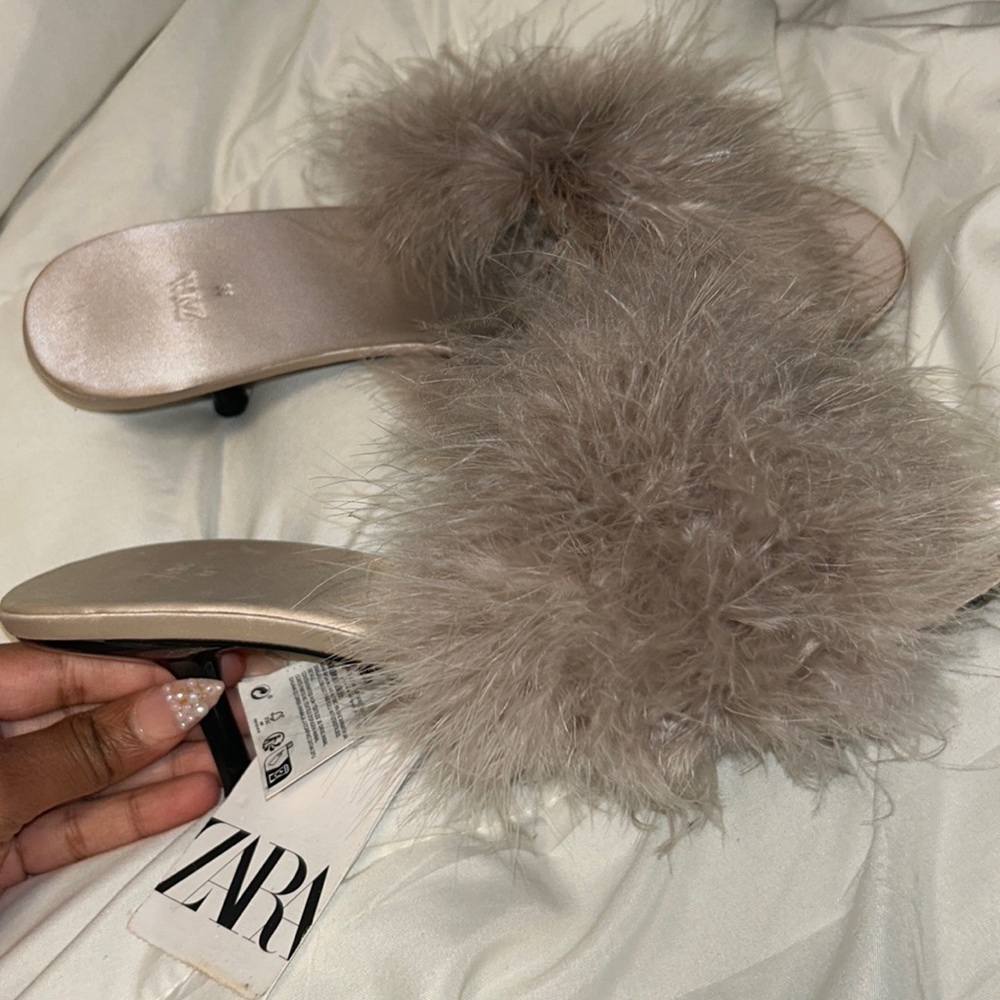 Zara feather heels